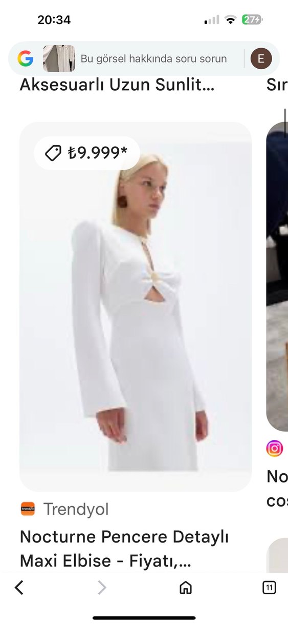 Uzun Kollu Beyaz Drapeli Kadın Elbise - Görsel 4