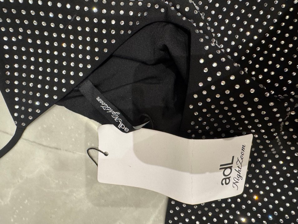 Taşlı Etek Ucu Tüylü Mini Elbise - Görsel 5