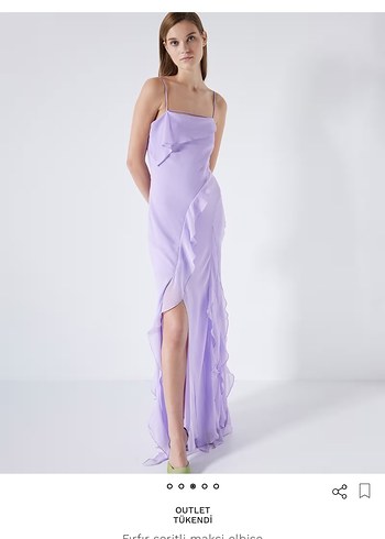 Mor Drapeli Uzun Kadın Elbise - Görsel 2