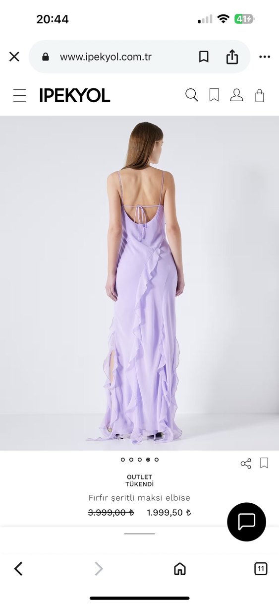 Mor Drapeli Uzun Kadın Elbise - Görsel 3