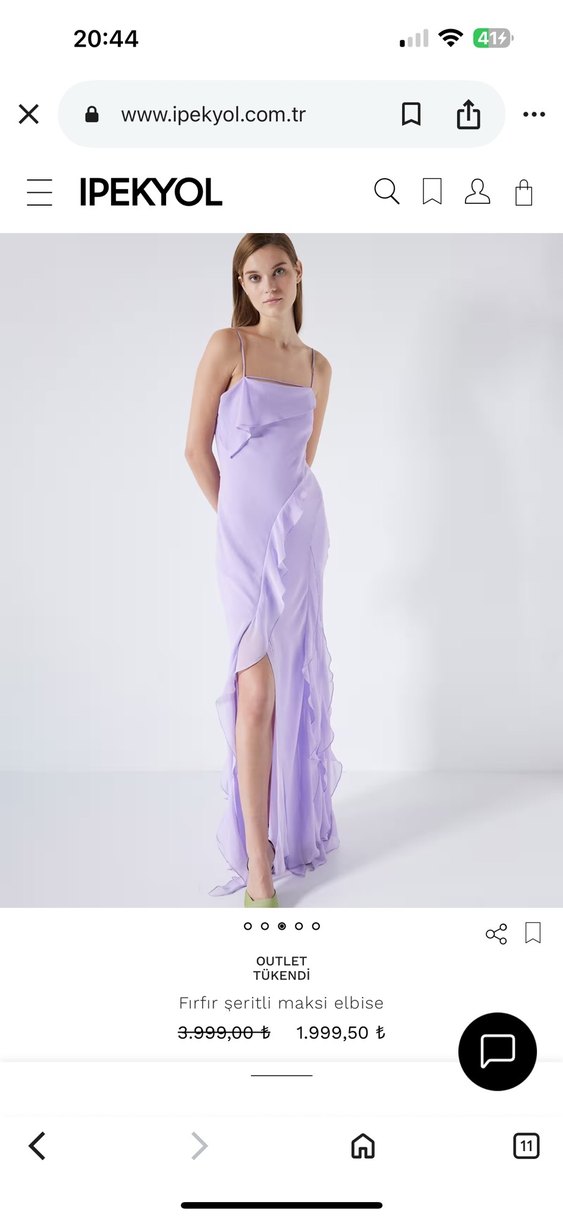 Mor Drapeli Uzun Kadın Elbise - Görsel 2