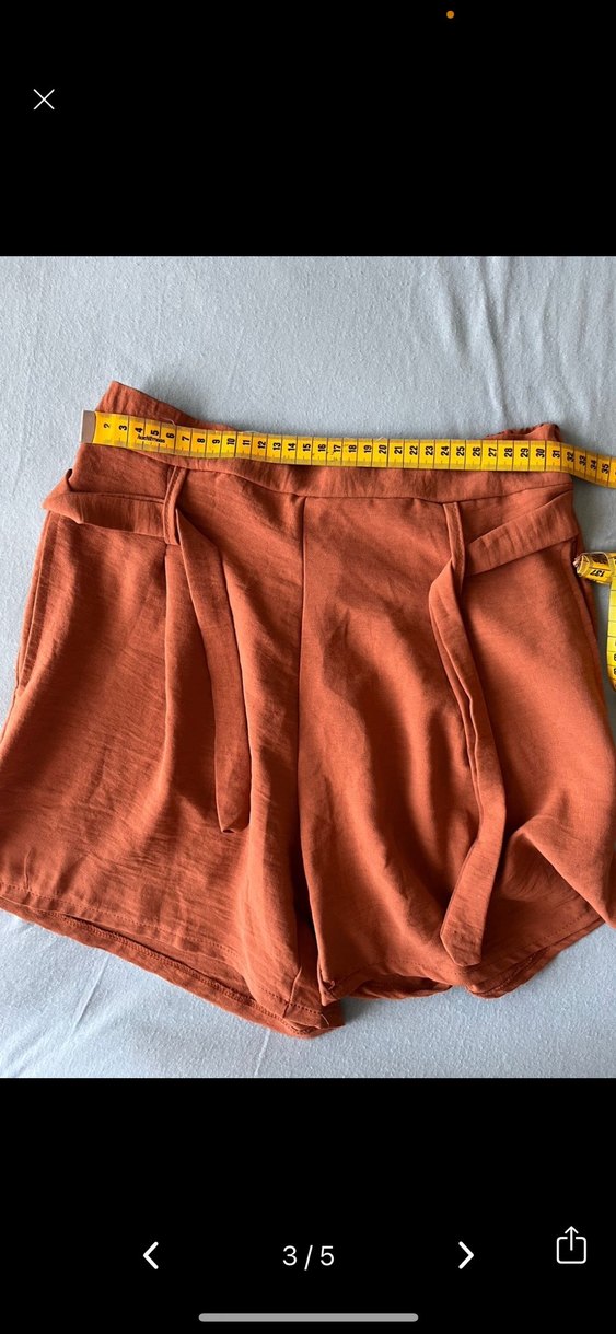 Kahverengi Kemerli Yüksek Bel Mini Şort - Görsel 3