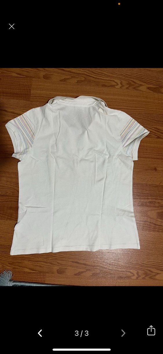 Polo Yakalı Beyaz Kadın Tişört - Görsel 3