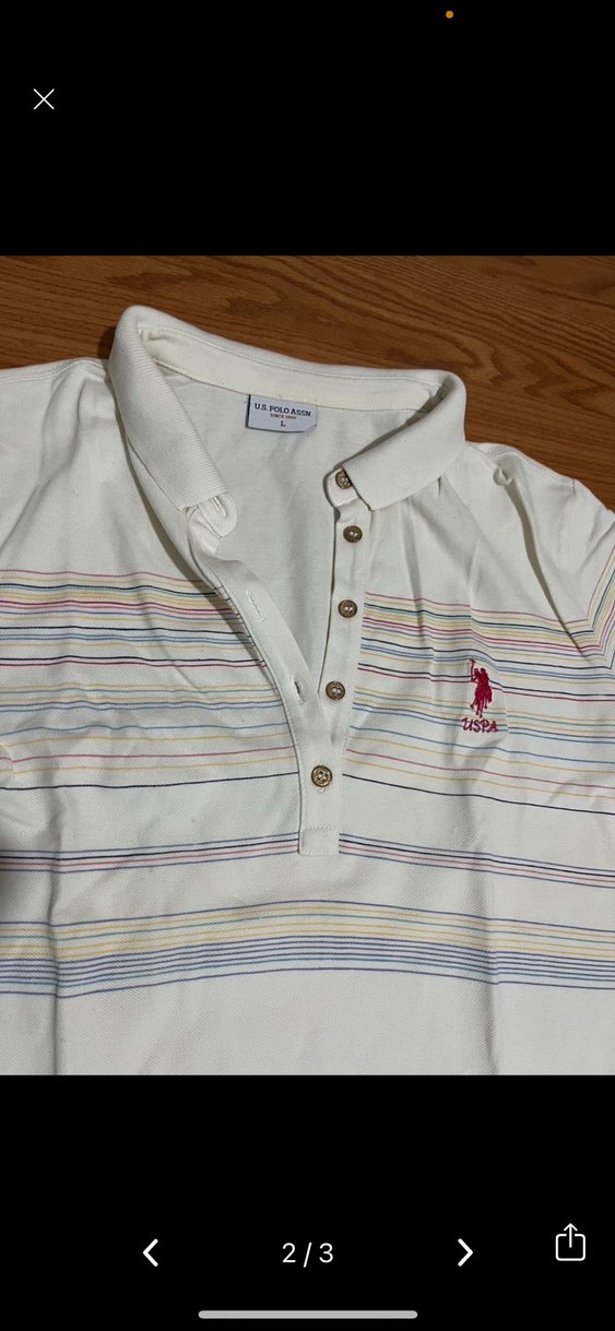 Polo Yakalı Beyaz Kadın Tişört - Görsel 2