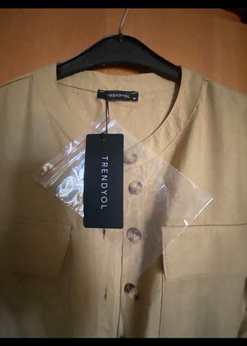 Bej Kemerli Keten Kadın Tulum - Görsel 5