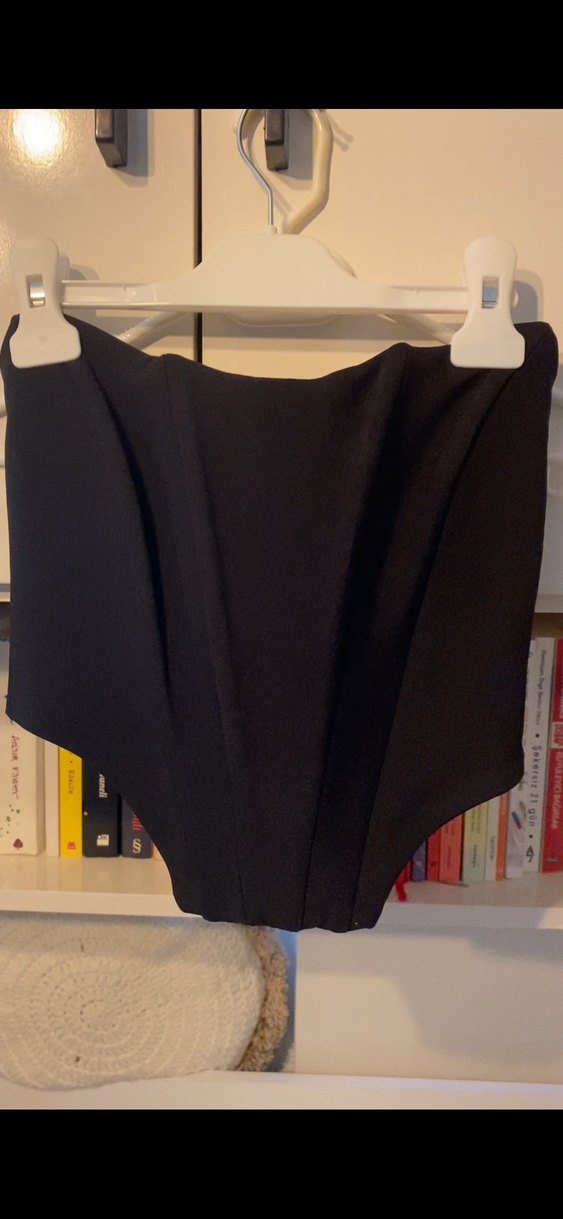 Siyah Zara  Straplez Drapeli Büstiyer - Görsel 3