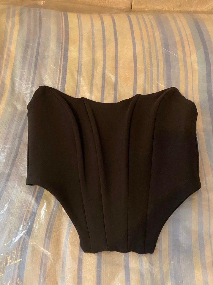 Siyah Zara  Straplez Drapeli Büstiyer - Görsel 5