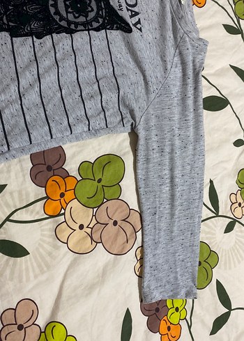 Gri Dantel Detaylı Hamile Uzun Kollu Tişört - Görsel 2