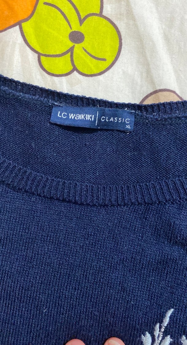 Mavi Nakışlı Pamuklu Hamile Bluzu - Görsel 2