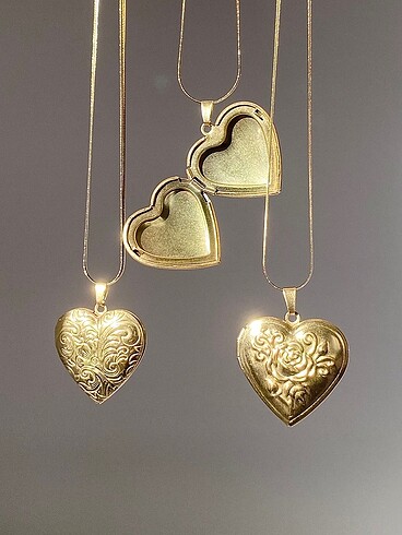 Locket heart ici acilabilen celik kalp kolye