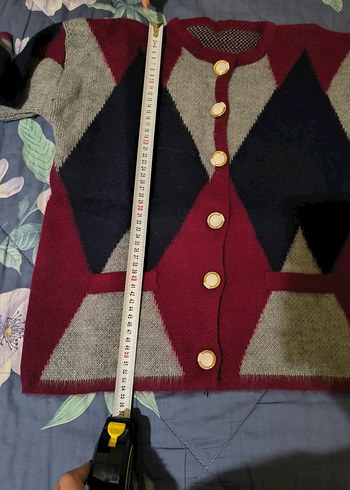 Düğmeli V Yaka Gri Triko Hırka - Görsel 4