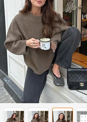 Kahverengi Örgü Boğazlı Kadın Kazak - Görsel 2