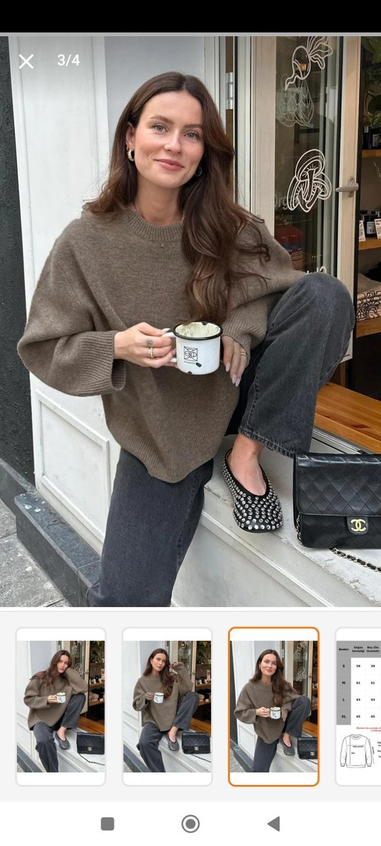 Kahverengi Örgü Boğazlı Kadın Kazak - Görsel 2