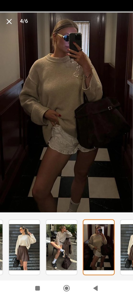 Bej renkli oversize kazak - Görsel 2