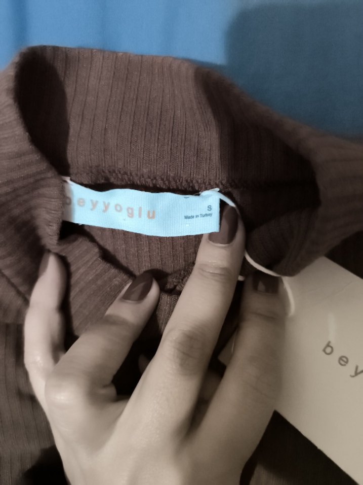 Kadın Kahverengi Uzun Kollu Boğazlı Triko - Görsel 2