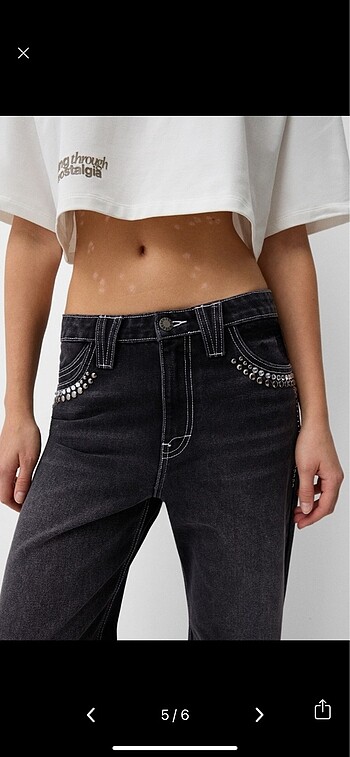 34 Beden siyah Renk Bershka zımbalı jean