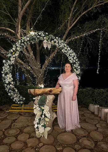 Dantel Detaylı Bohem Uzun Nikah Elbisesi