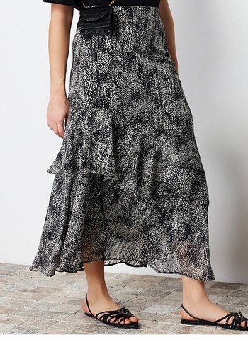 Siyah animal desenli astarlı dokuma etek - Görsel 3