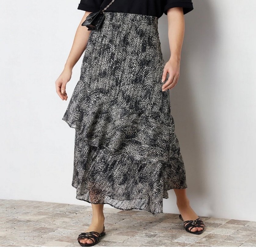 Siyah animal desenli astarlı dokuma etek - Görsel 2