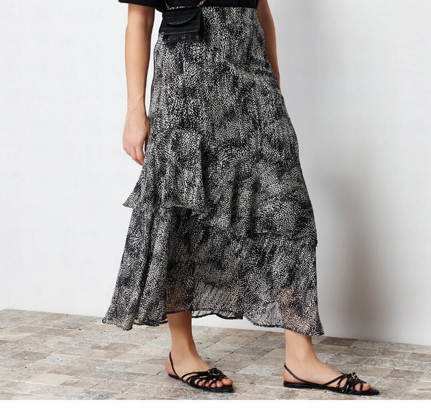 Siyah animal desenli astarlı dokuma etek - Görsel 3