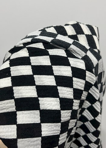 Siyah Beyaz Kareli pamuklu şal - Görsel 3