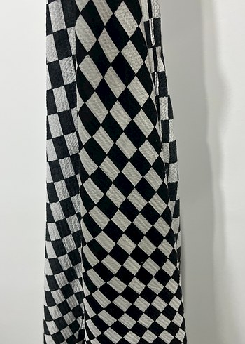 Siyah Beyaz Kareli pamuklu şal - Görsel 2