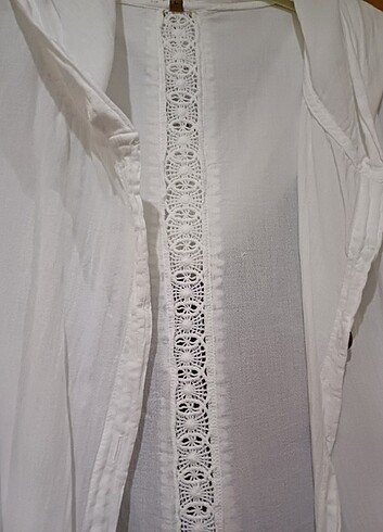 Sırtı dantel detaylı kapşonlu gömlek - Görsel 14