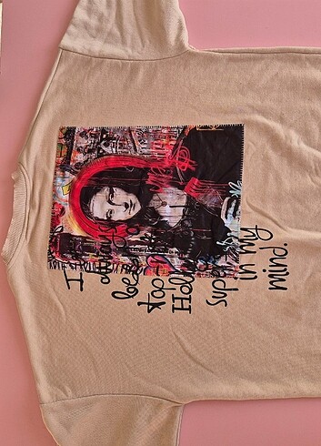Mona lisa resim baskılı sweatshirt
