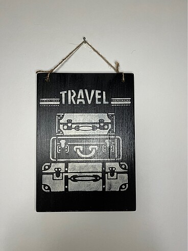 Travel yazılı, bavul desenli tablo