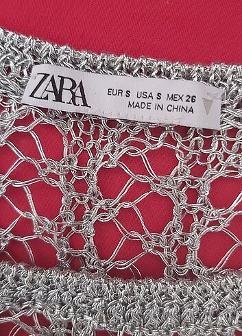 s Beden gri Renk Zara Parlak File Bluz