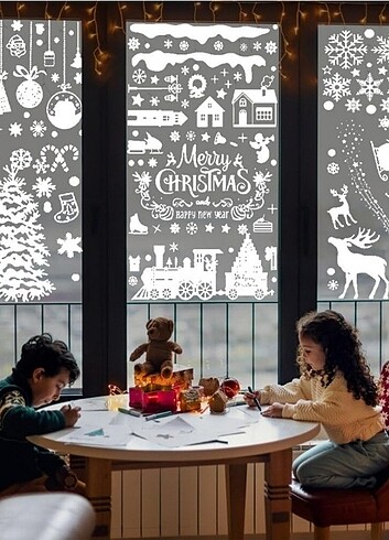 392 Adet Motif PVC Kış Noel Yılbaşı Cam Pencere Çıkartmaları