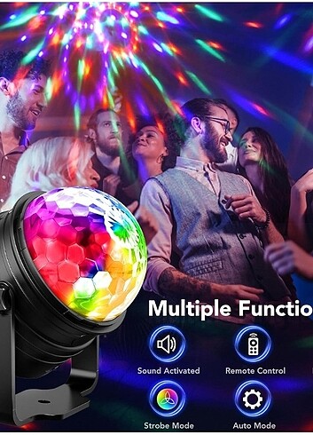 Uzaktan Kumandalı Ses Etkleşimli RGB Led Dönen Disko Topu