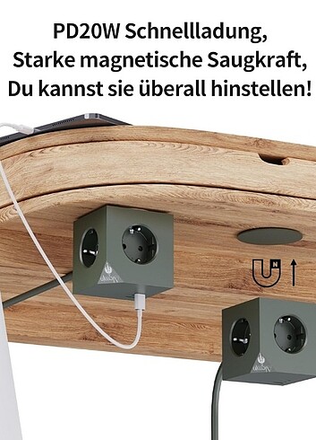 Diğer 6'sı 1 arada Küp Uzatma Priz 3xPriz,1Usb,2PD (3680W/16A )