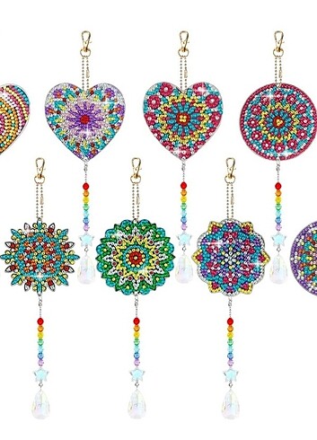 8 ADET DIY Kendin Yap 5D Elmas Sanat Resimleri Süs Asma