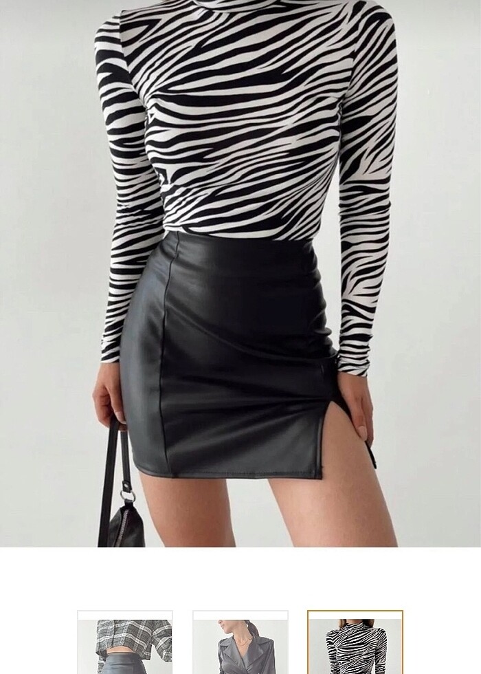 Siyah deri etek - Görsel 2