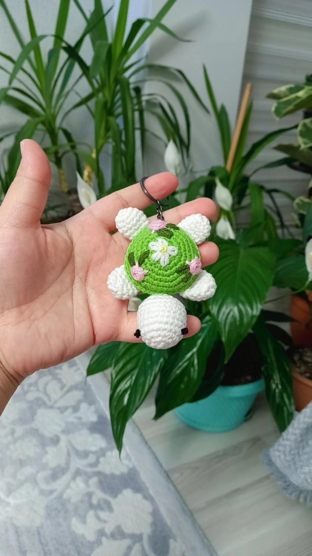 Renkli Örgü Kaplumbağa Anahtarlık - Görsel 2