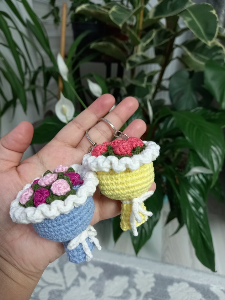 Renkli Örgü Bohem Anahtarlık - Görsel 3