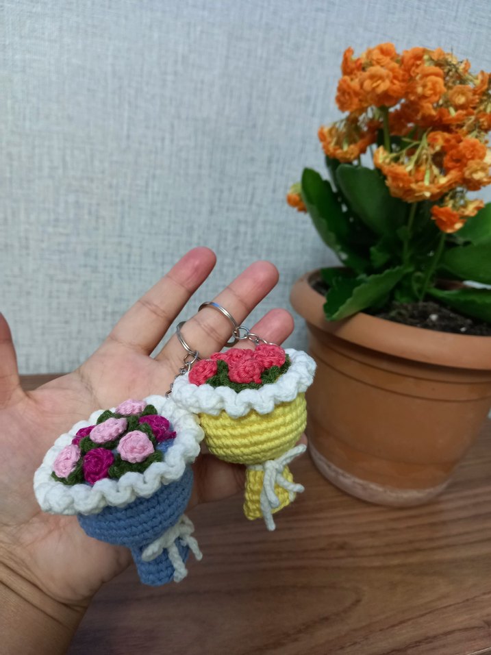 Renkli Örgü Bohem Anahtarlık - Görsel 4