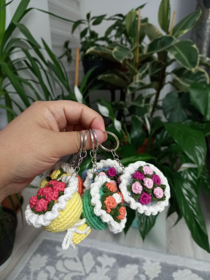 Renkli Örgü Bohem Anahtarlık - Görsel 2