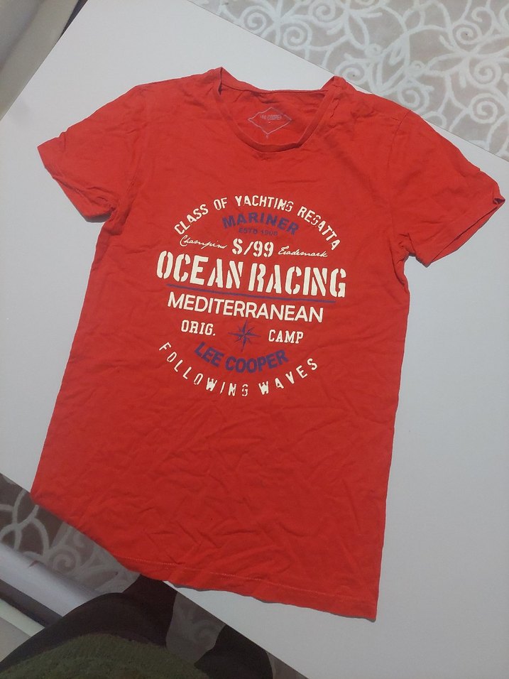 Kırmızı Baskılı Erkek Kısa Kollu Tişört - Görsel 2