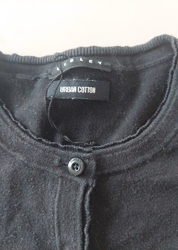 Düğmeli Siyah Kadın Keten Hırka - Görsel 4