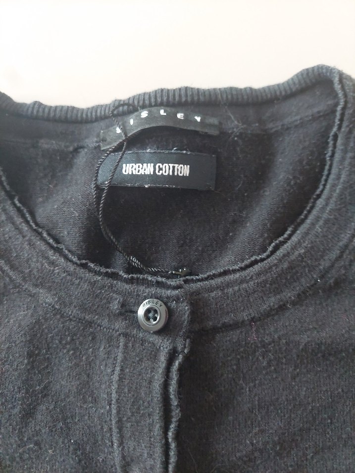 Düğmeli Siyah Kadın Keten Hırka - Görsel 4