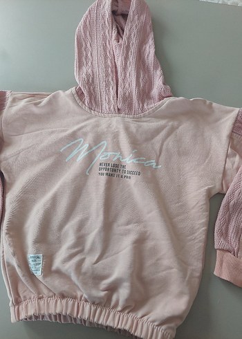 Kız Çocuk Pembe Kapüşonlu Sweatshirt - Görsel 3