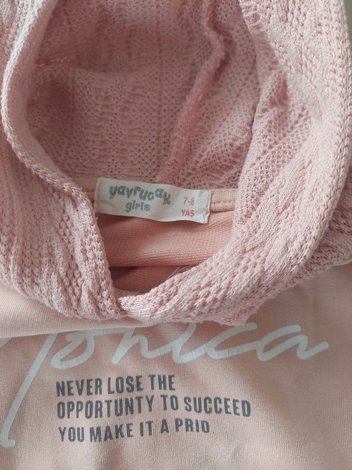 Kız Çocuk Pembe Kapüşonlu Sweatshirt - Görsel 4