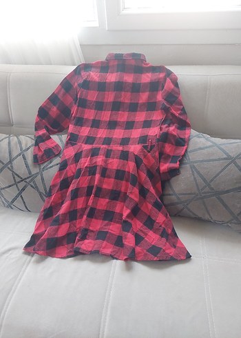 Kırmızı Kareli Düğmeli Uzun Kollu Kadın Gömlek - Görsel 4