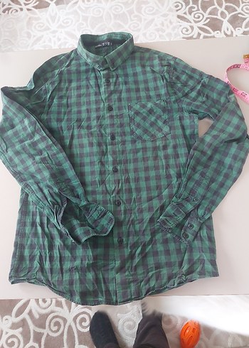 Kadın Yeşil Kareli Düğmeli Gömlek - Görsel 2