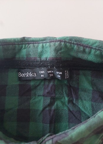 Kadın Yeşil Kareli Düğmeli Gömlek - Görsel 4