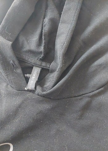 Siyah Parlak Baskılı kapüşonlu  Sweatshirt - Görsel 4