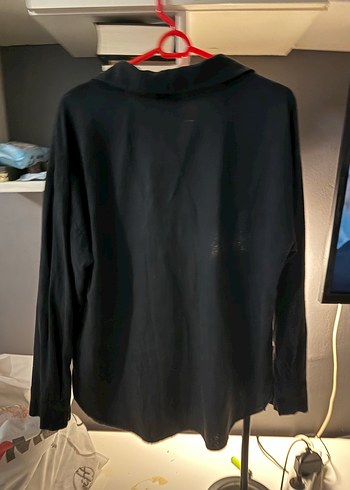 LCW keten Siyah Uzun Kollu Rahat Kesim Kadın Gömlek - Görsel 3