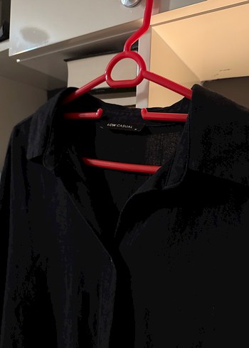 LCW keten Siyah Uzun Kollu Rahat Kesim Kadın Gömlek - Görsel 2